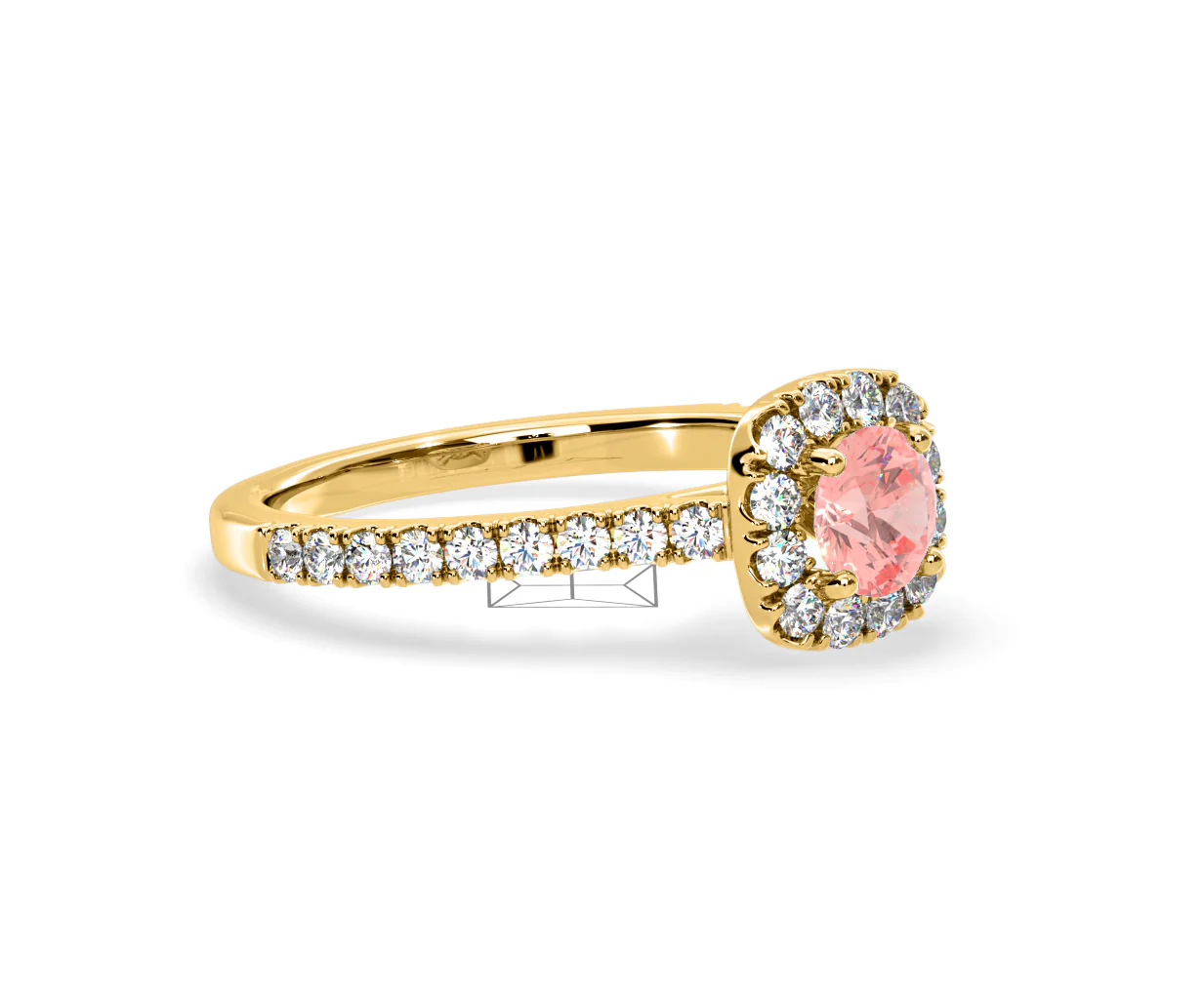 Elizabeth Pink Lab Diamond 1.00ct Halo Ring in 18K Yellow Gold - Elara Collection - Image 77