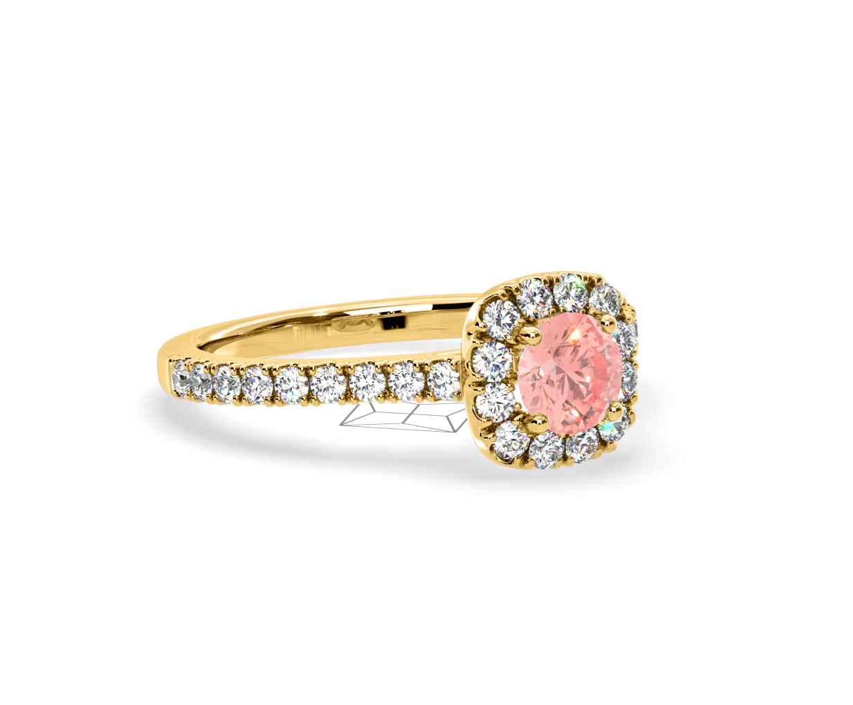 Elizabeth Pink Lab Diamond 1.00ct Halo Ring in 18K Yellow Gold - Elara Collection - Image 80