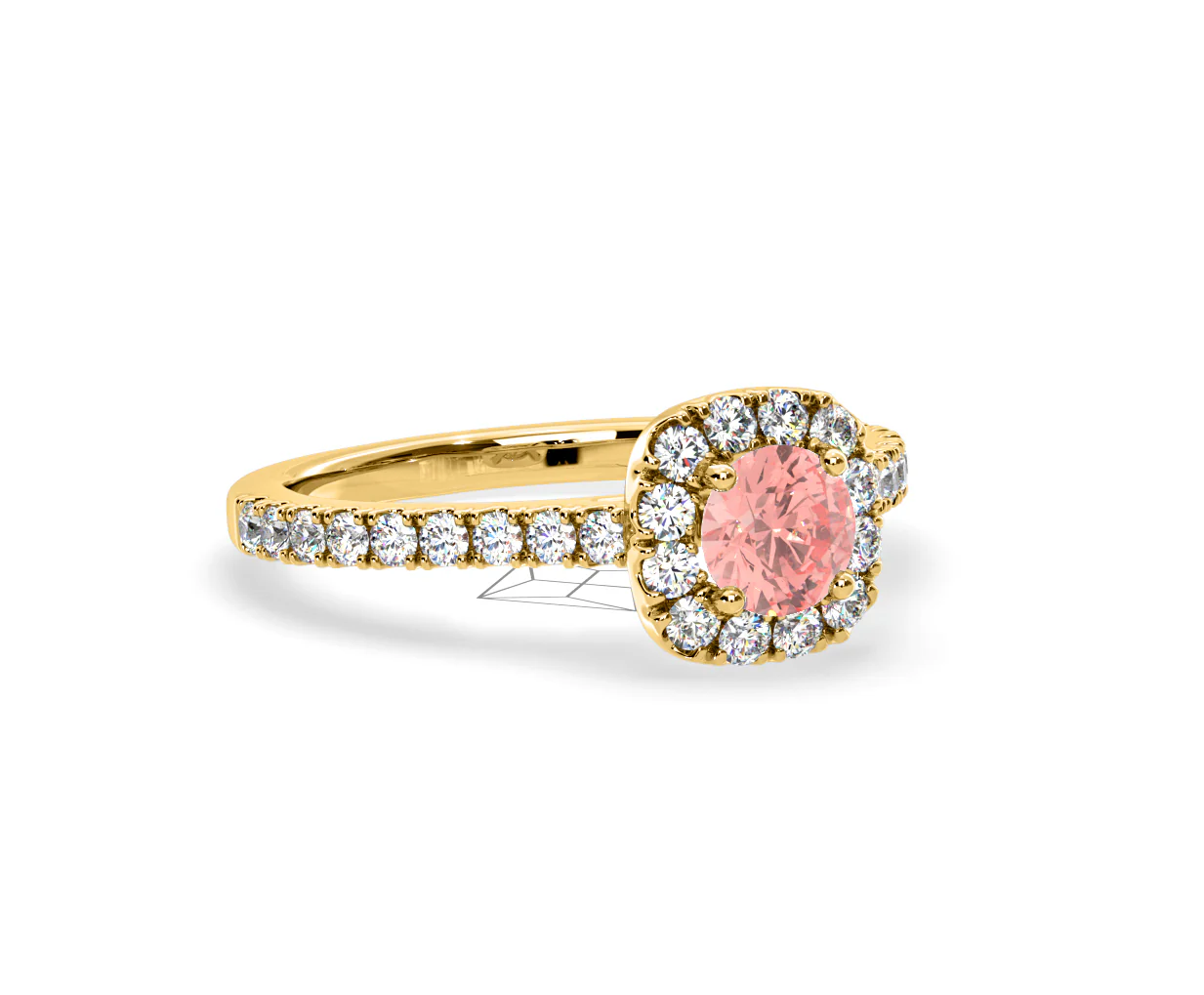 Elizabeth Pink Lab Diamond 1.00ct Halo Ring in 18K Yellow Gold - Elara Collection - Image 81