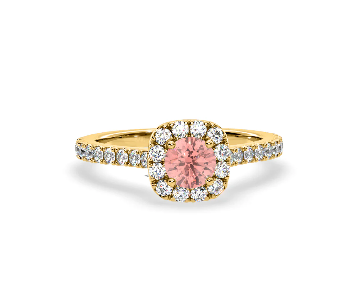 Elizabeth Pink Lab Diamond 1.00ct Halo Ring in 18K Yellow Gold - Elara Collection - Image 86
