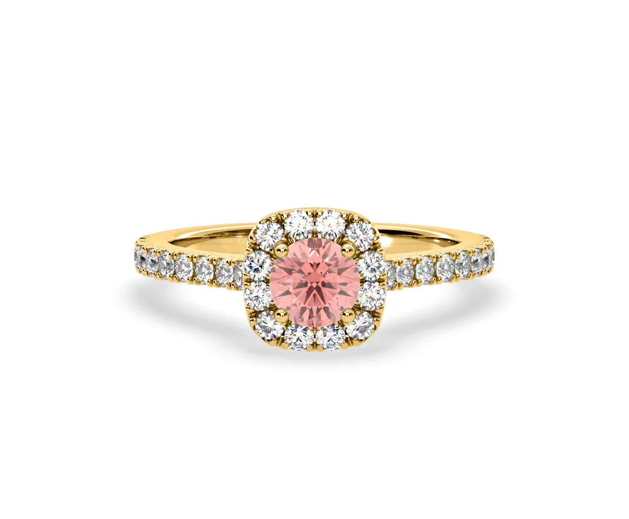 Elizabeth Pink Lab Diamond 1.00ct Halo Ring in 18K Yellow Gold - Elara Collection - Image 87