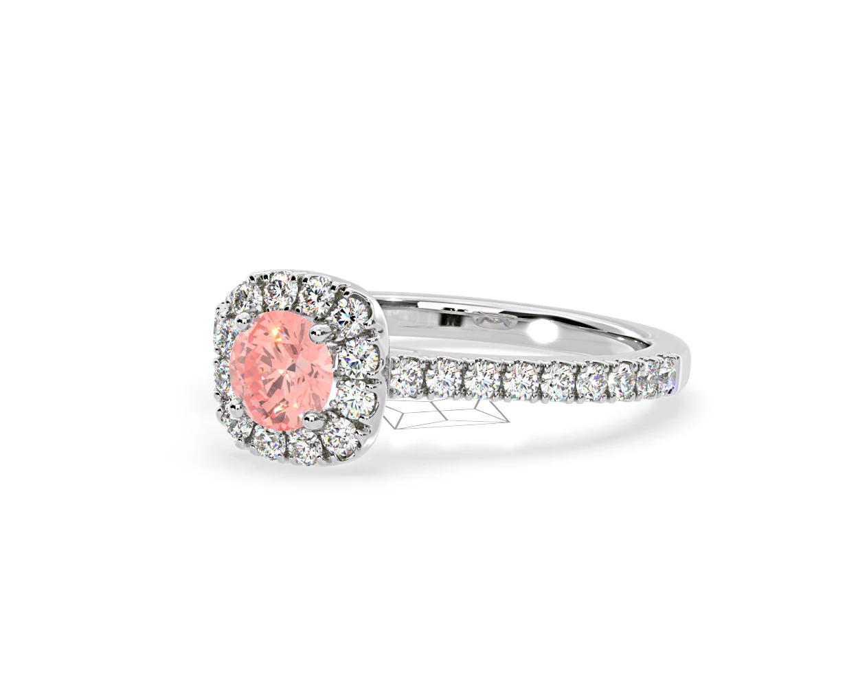 Elizabeth Pink Lab Diamond 1.00ct Halo Ring in Platinum - Elara Collection - Image 16