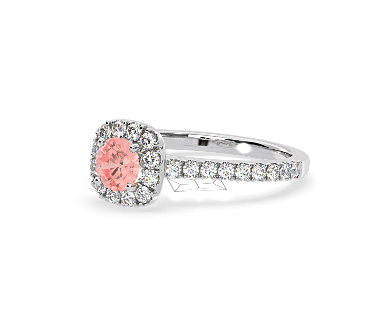 Elizabeth Pink Lab Diamond 1.00ct Halo Ring in Platinum - Elara Collection - Image 17