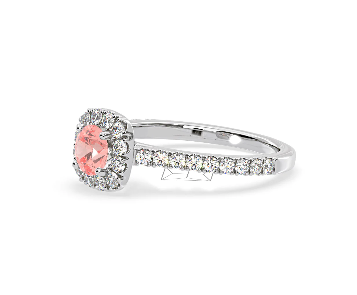 Elizabeth Pink Lab Diamond 1.00ct Halo Ring in Platinum - Elara Collection - Image 20