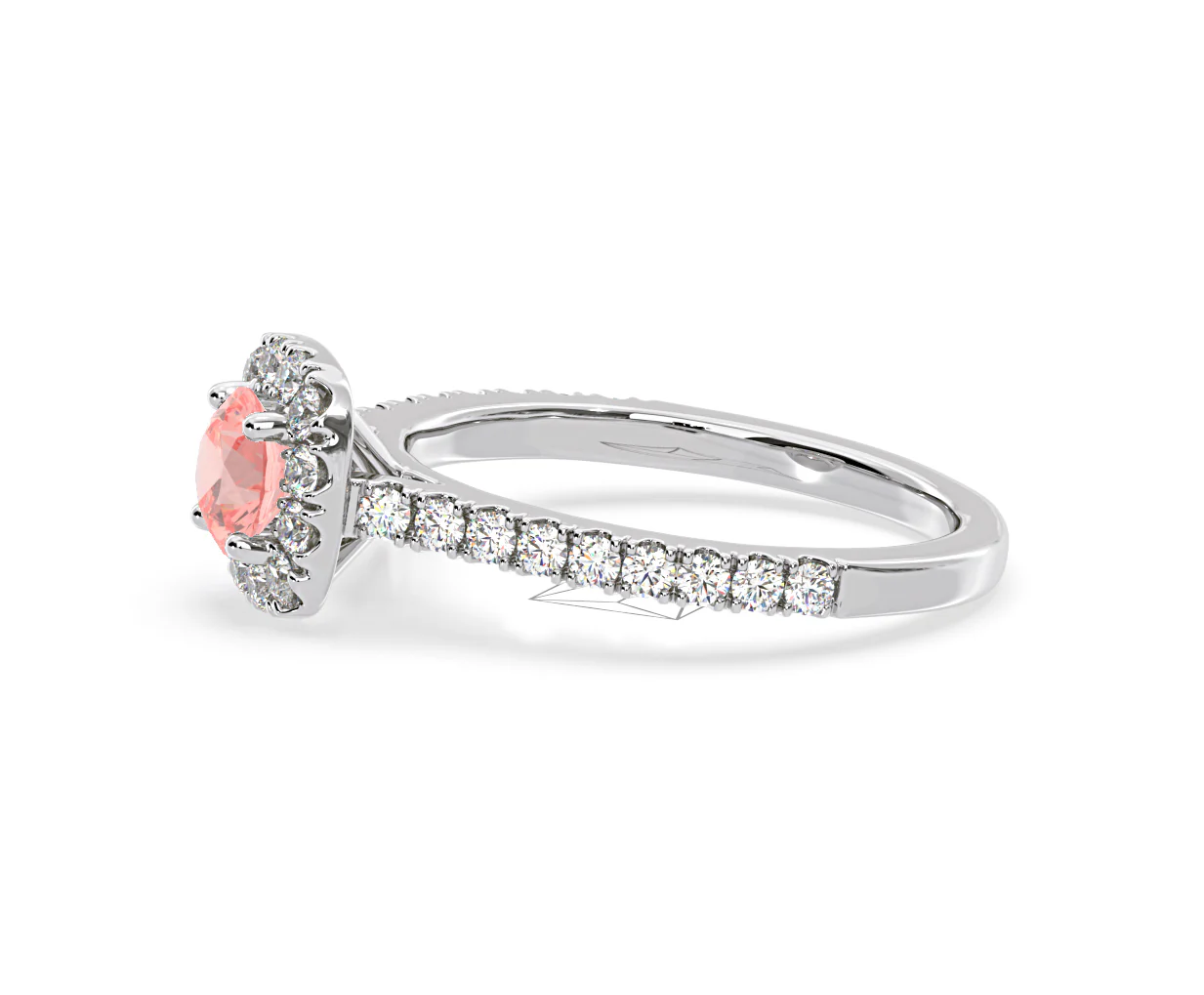 Elizabeth Pink Lab Diamond 1.00ct Halo Ring in Platinum - Elara Collection - Image 25