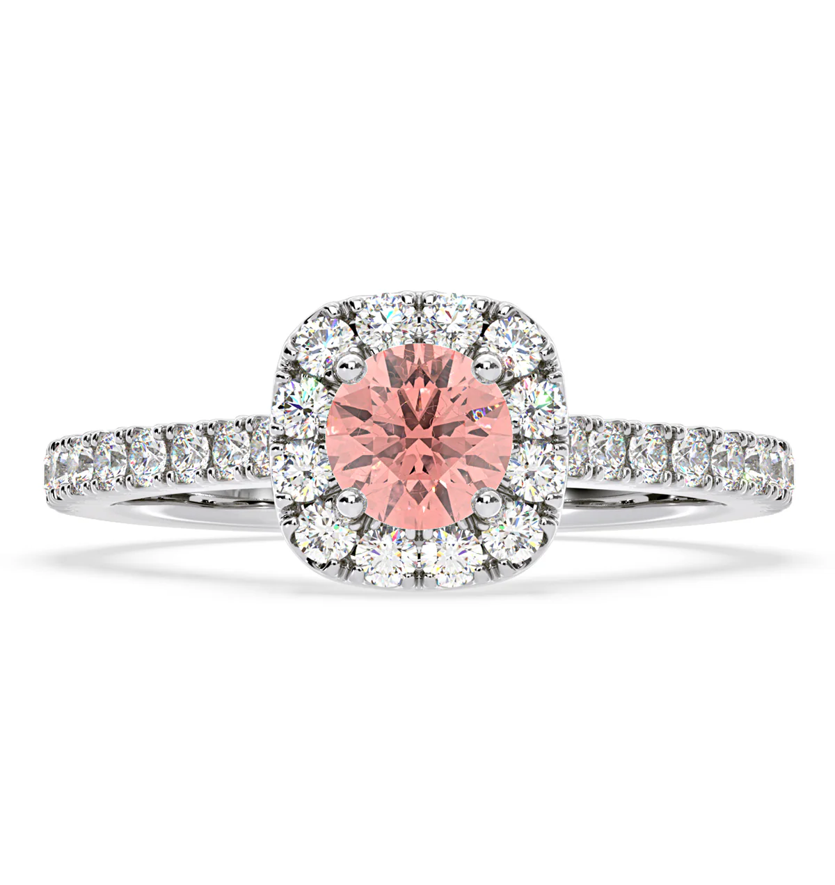 Elizabeth Pink Lab Diamond 1.00ct Halo Ring in Platinum - Elara Collection - Image 3