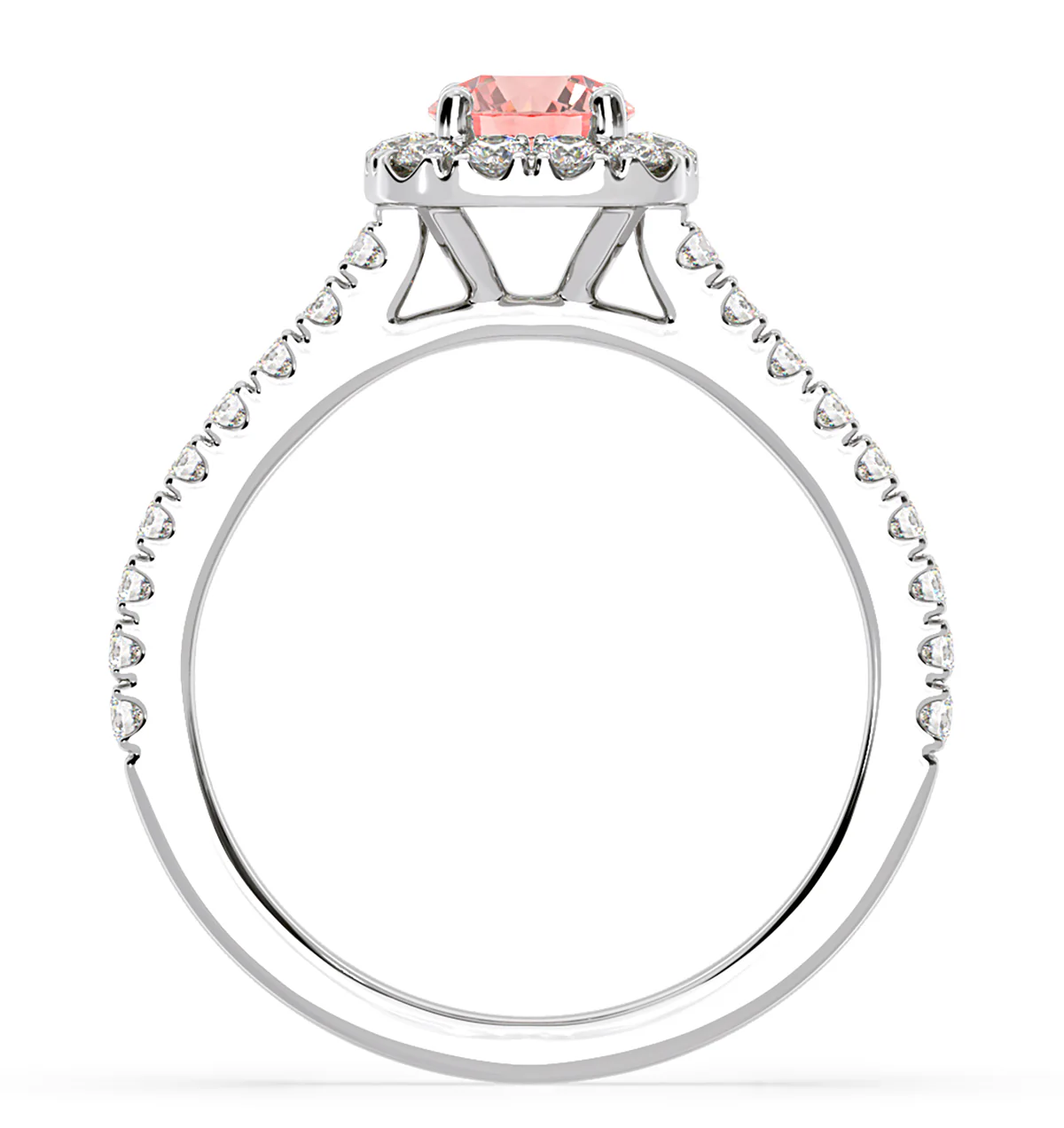 Elizabeth Pink Lab Diamond 1.00ct Halo Ring in Platinum - Elara Collection - Image 5