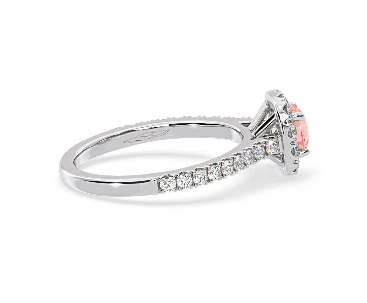 Elizabeth Pink Lab Diamond 1.00ct Halo Ring in Platinum - Elara Collection - Image 66