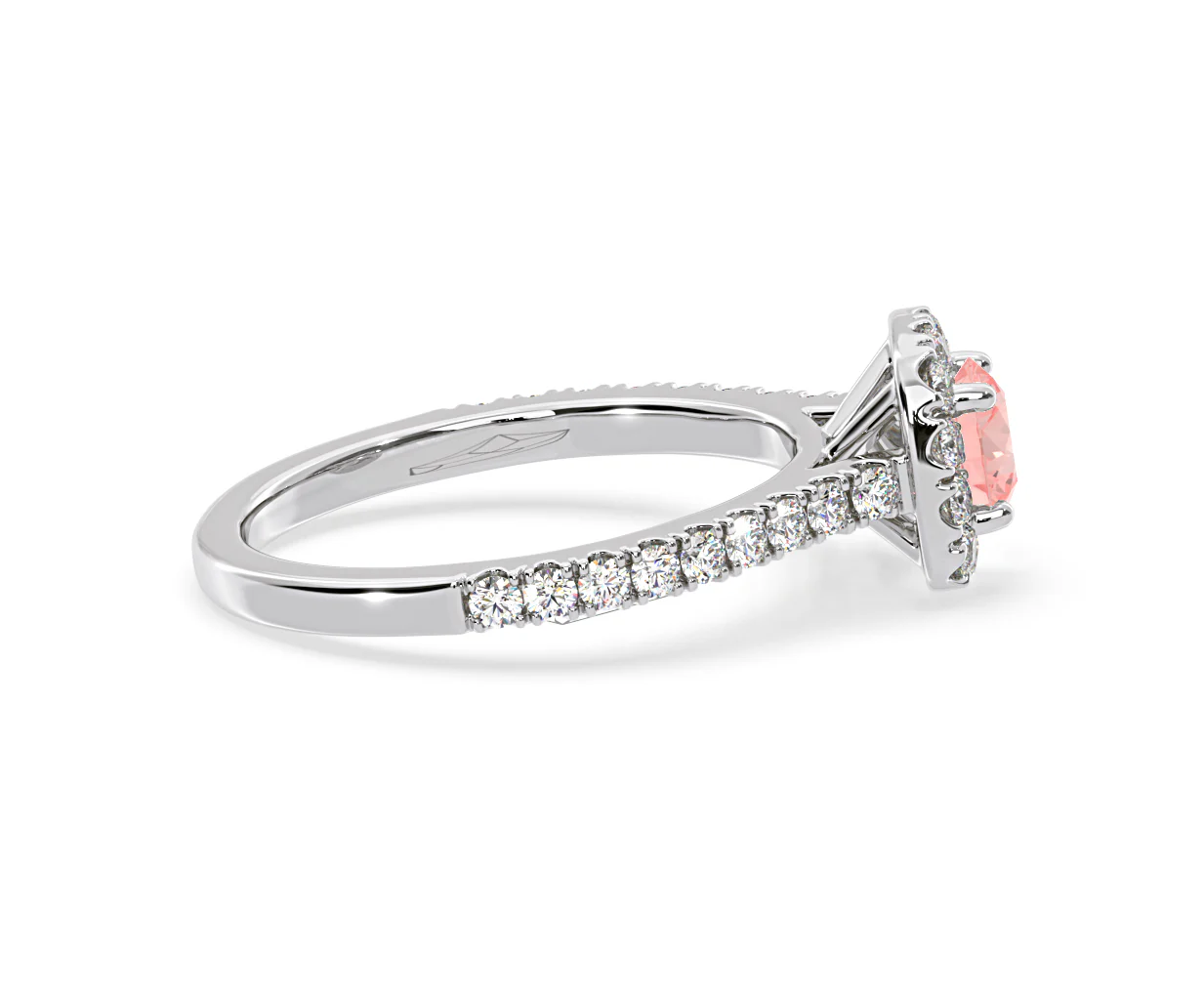 Elizabeth Pink Lab Diamond 1.00ct Halo Ring in Platinum - Elara Collection - Image 68