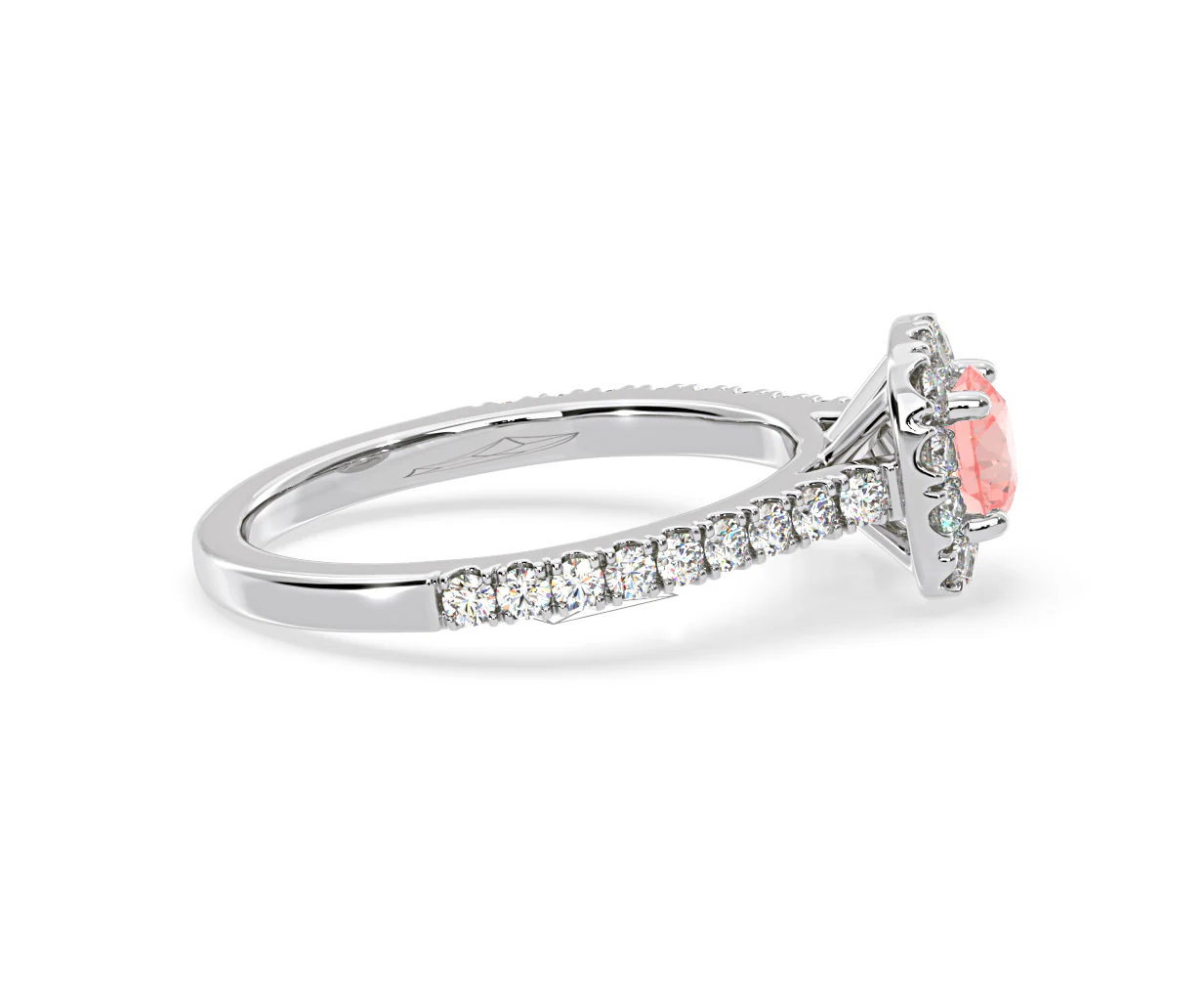 Elizabeth Pink Lab Diamond 1.00ct Halo Ring in Platinum - Elara Collection - Image 69