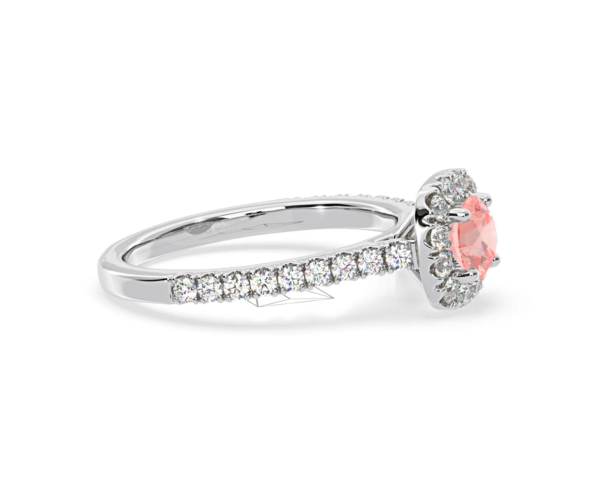 Elizabeth Pink Lab Diamond 1.00ct Halo Ring in Platinum - Elara Collection - Image 73
