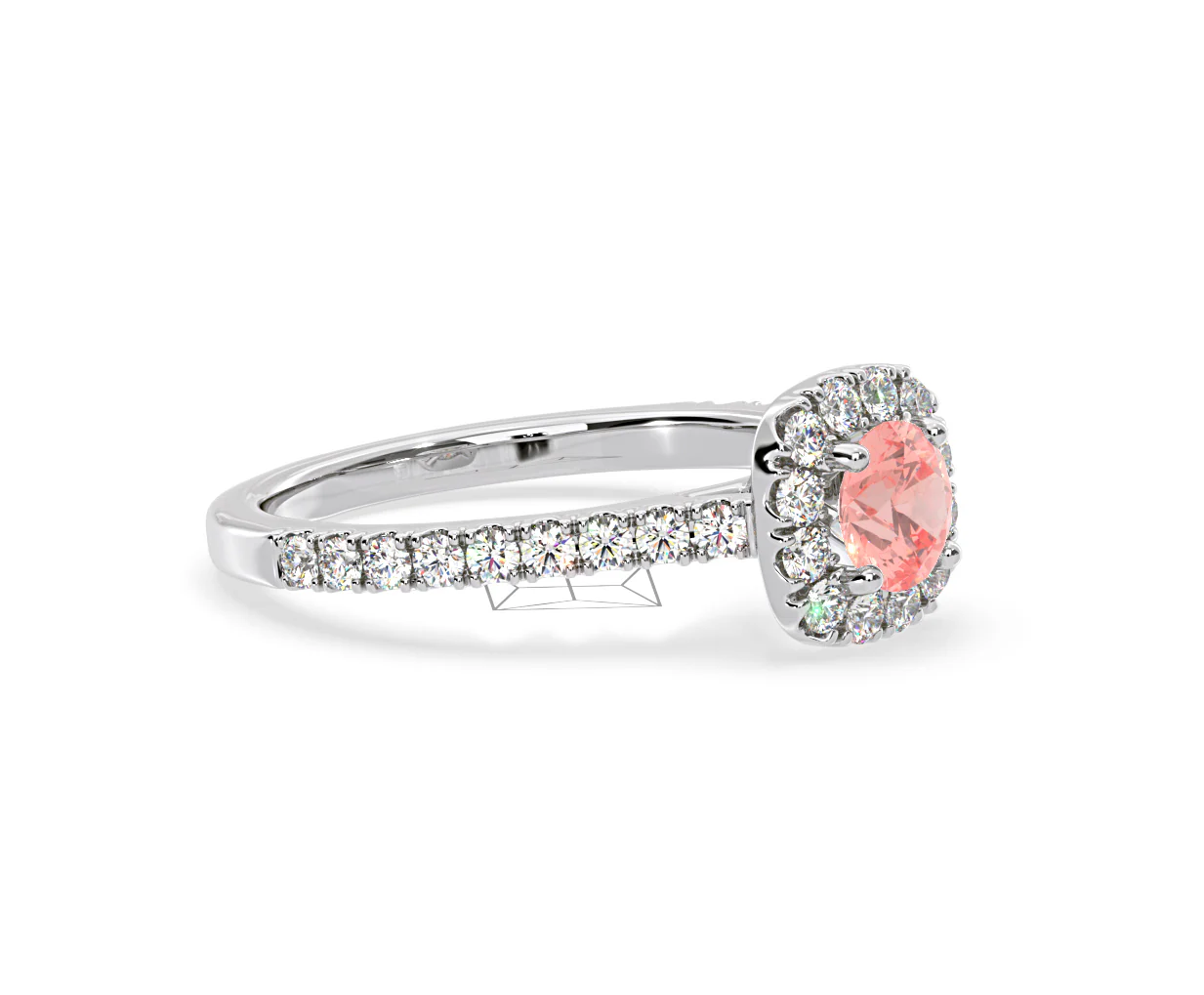 Elizabeth Pink Lab Diamond 1.00ct Halo Ring in Platinum - Elara Collection - Image 77