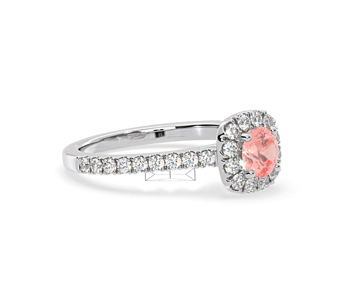 Elizabeth Pink Lab Diamond 1.00ct Halo Ring in Platinum - Elara Collection - Image 78