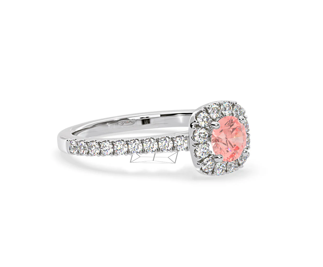 Elizabeth Pink Lab Diamond 1.00ct Halo Ring in Platinum - Elara Collection - Image 79