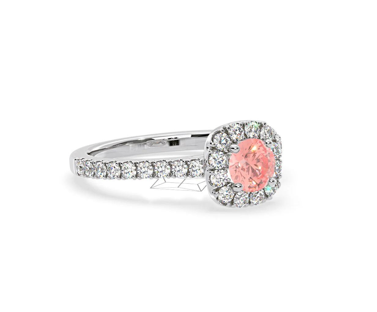 Elizabeth Pink Lab Diamond 1.00ct Halo Ring in Platinum - Elara Collection - Image 81