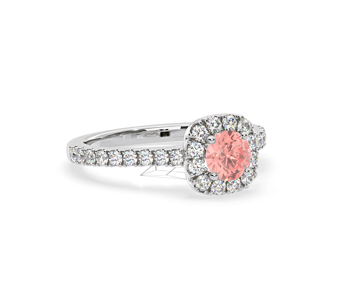 Elizabeth Pink Lab Diamond 1.00ct Halo Ring in Platinum - Elara Collection - Image 82