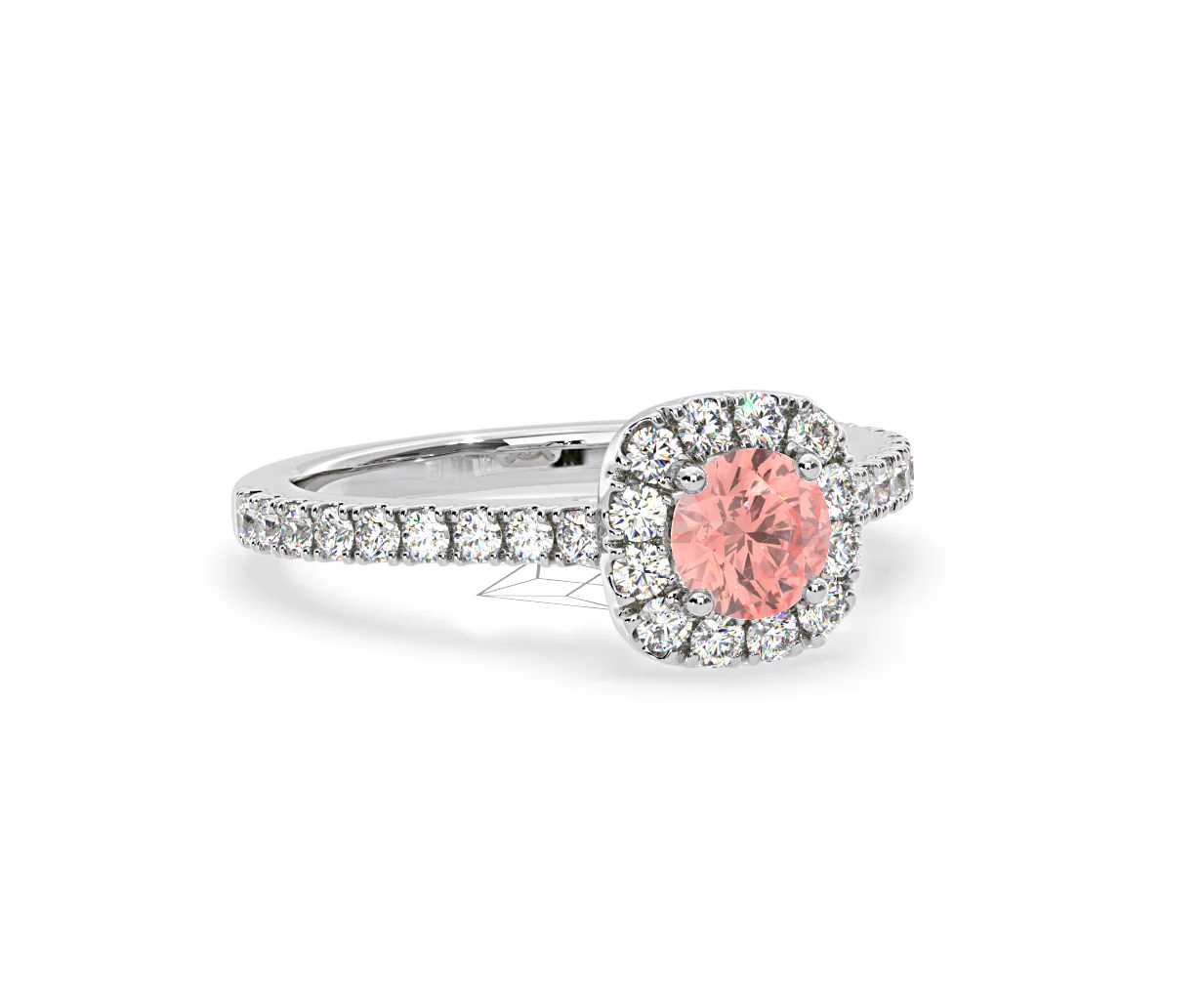 Elizabeth Pink Lab Diamond 1.00ct Halo Ring in Platinum - Elara Collection - Image 83