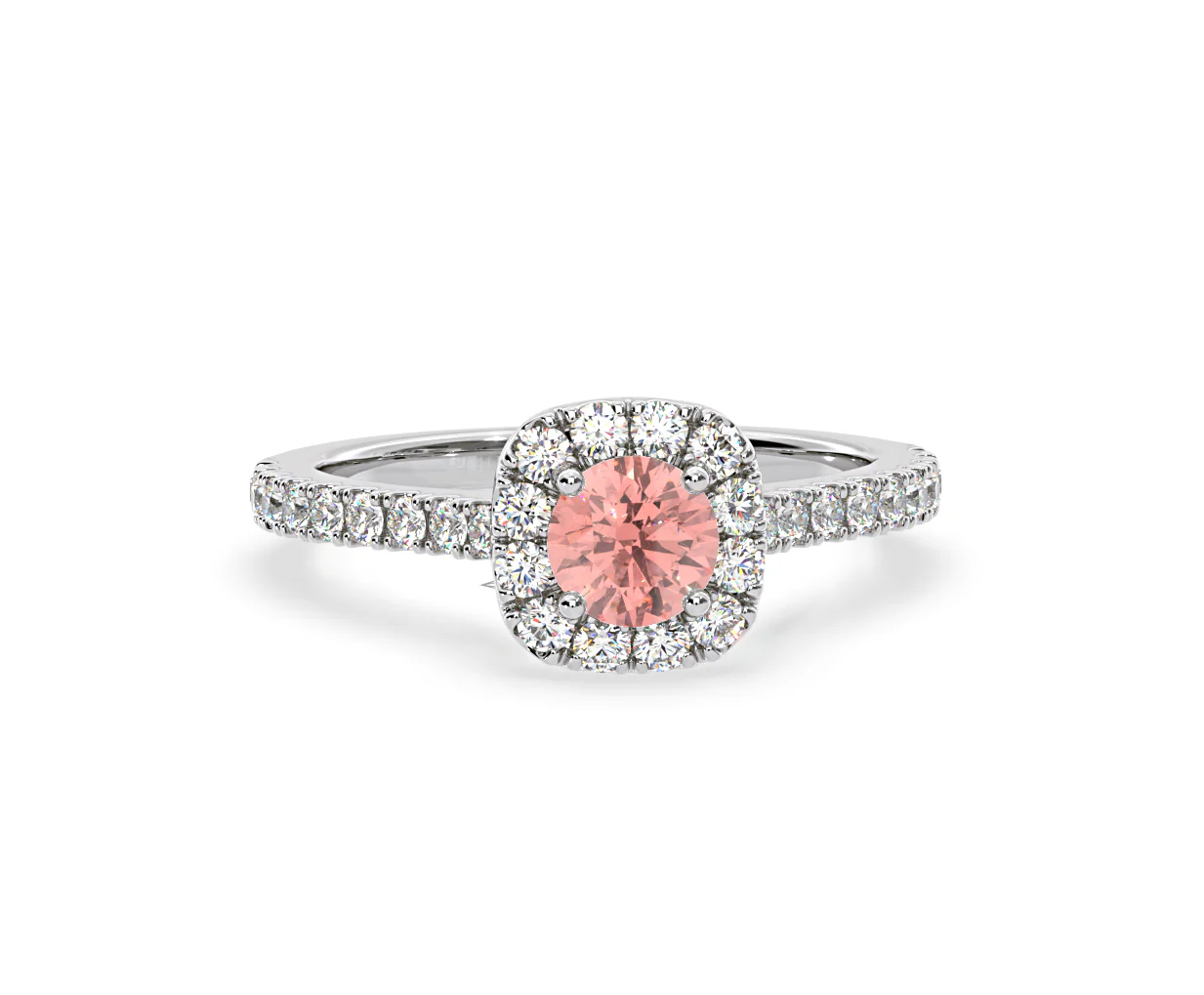 Elizabeth Pink Lab Diamond 1.00ct Halo Ring in Platinum - Elara Collection - Image 87
