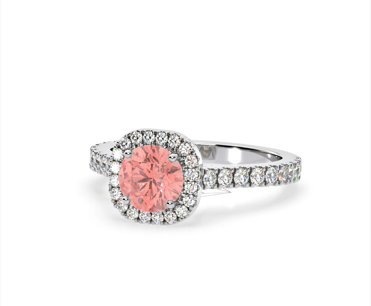 Elizabeth Pink Lab Diamond 1.70ct Halo Ring in 18K White Gold - Elara Collection - Image 14