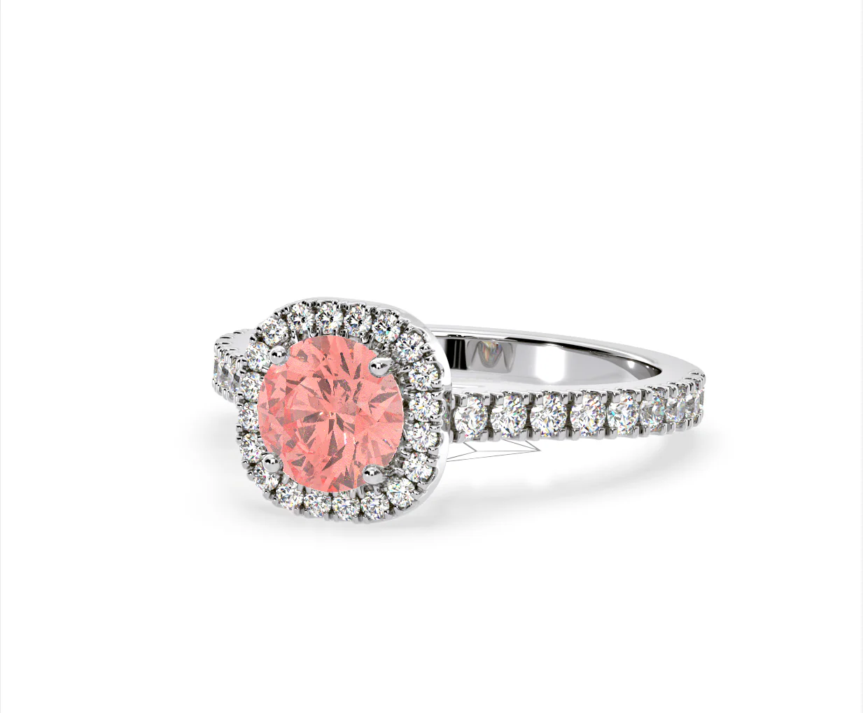 Elizabeth Pink Lab Diamond 1.70ct Halo Ring in 18K White Gold - Elara Collection - Image 15
