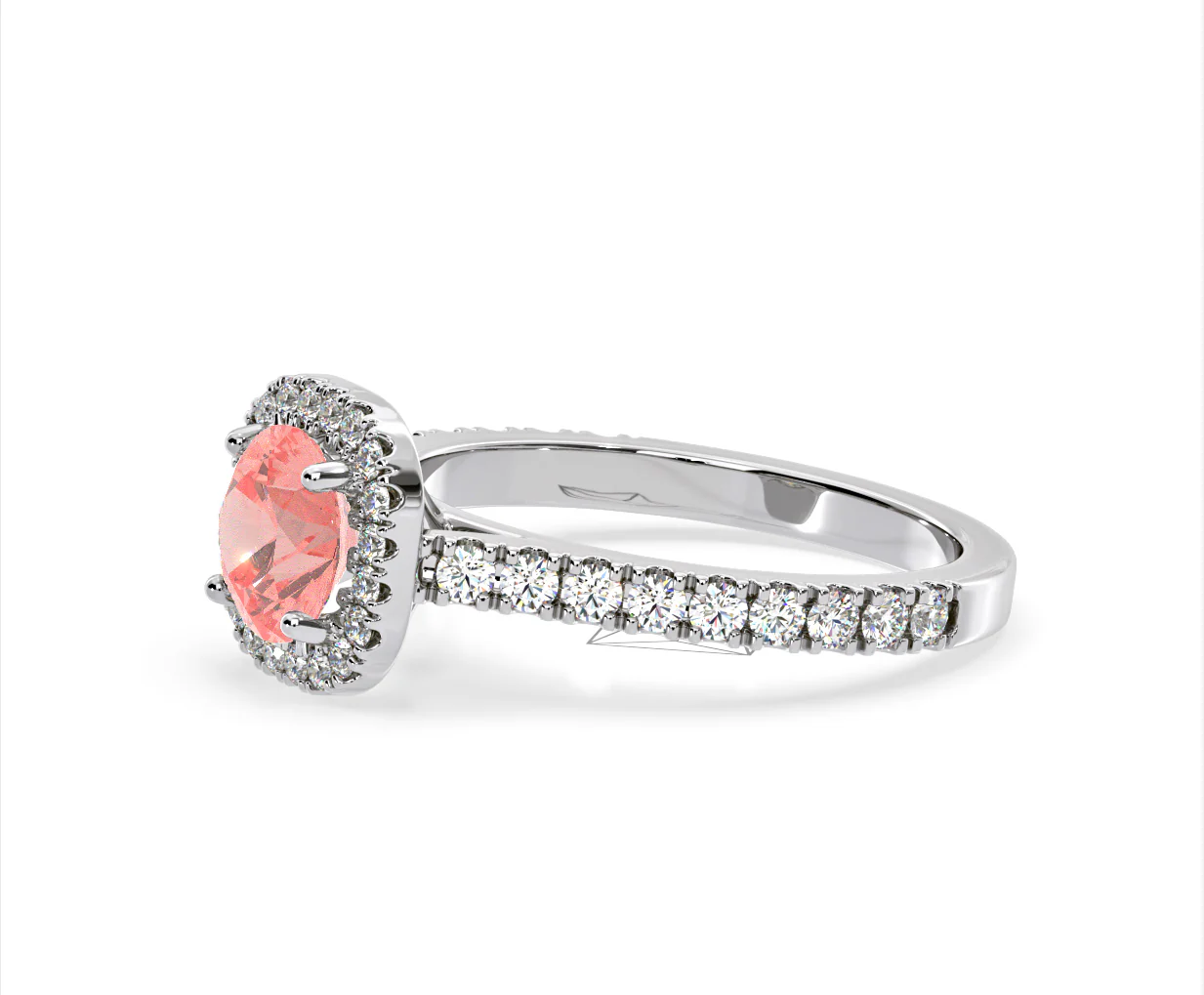 Elizabeth Pink Lab Diamond 1.70ct Halo Ring in 18K White Gold - Elara Collection - Image 23