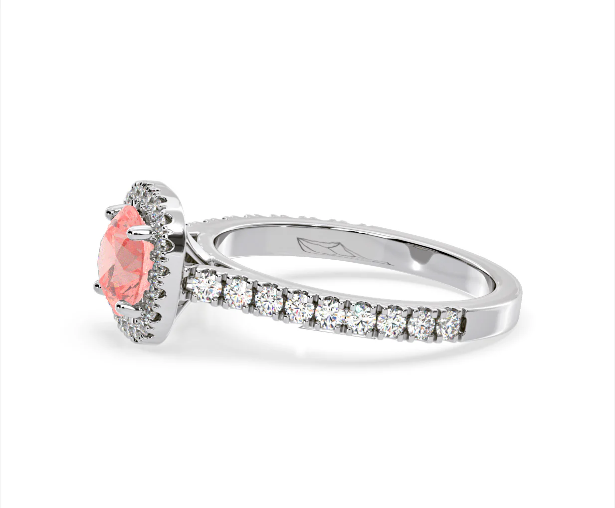 Elizabeth Pink Lab Diamond 1.70ct Halo Ring in 18K White Gold - Elara Collection - Image 26