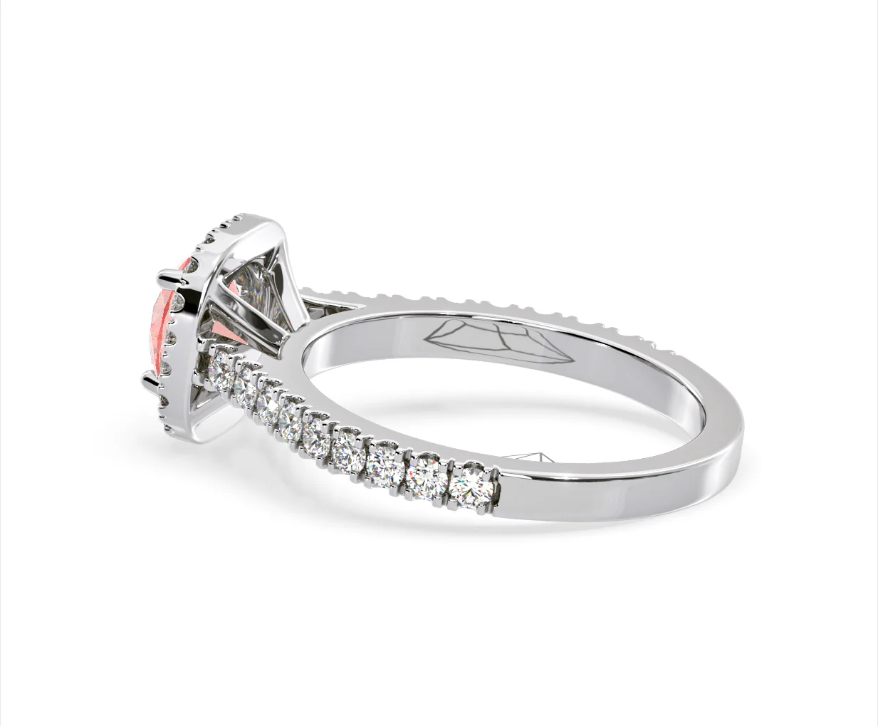 Elizabeth Pink Lab Diamond 1.70ct Halo Ring in 18K White Gold - Elara Collection - Image 35