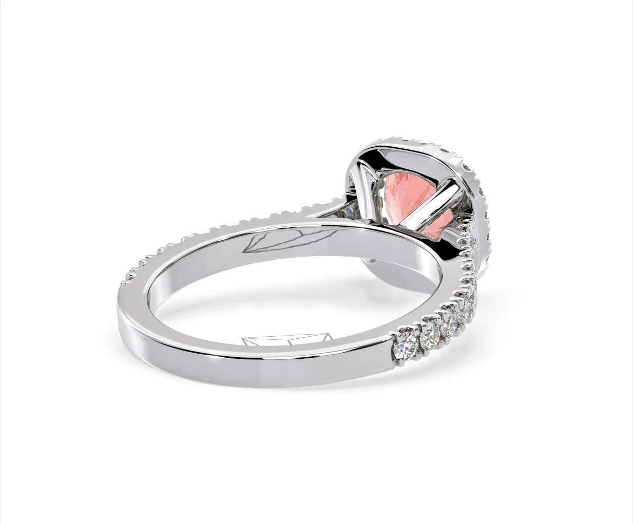 Elizabeth Pink Lab Diamond 1.70ct Halo Ring in 18K White Gold - Elara Collection - Image 57