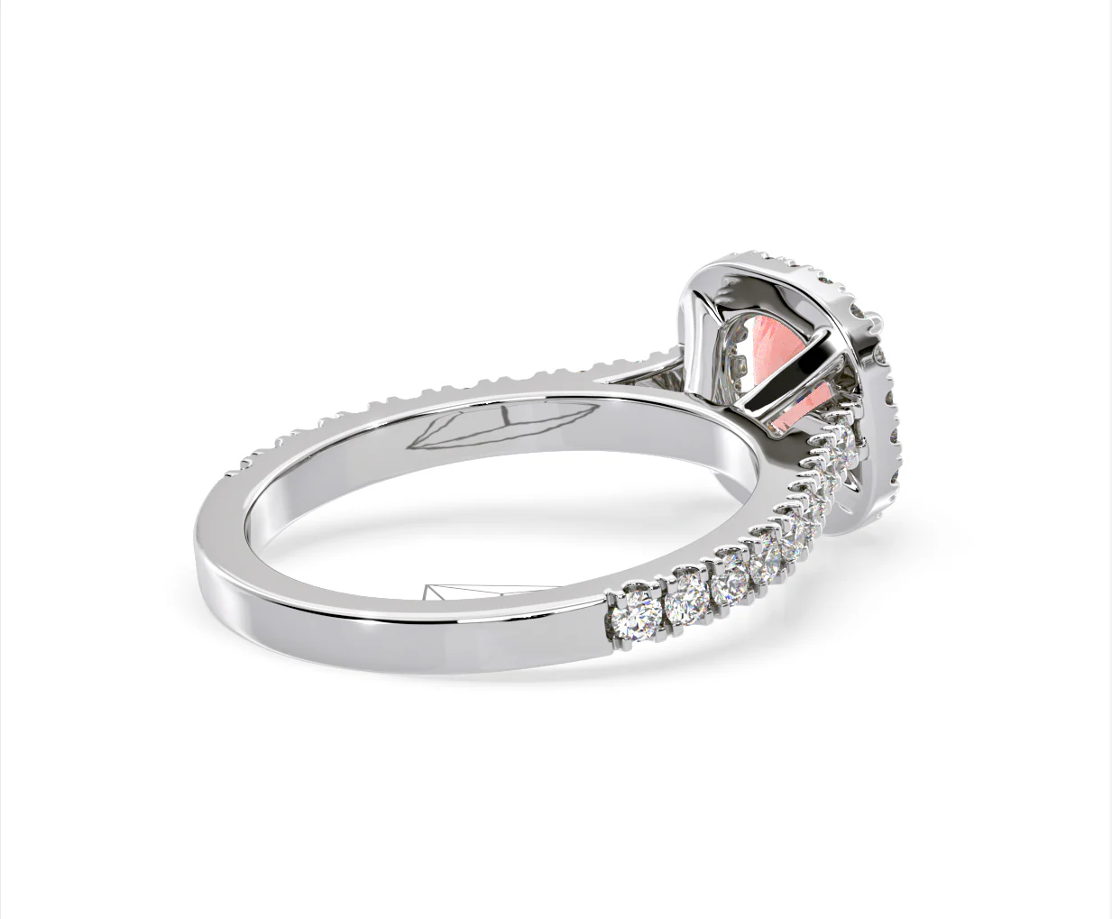 Elizabeth Pink Lab Diamond 1.70ct Halo Ring in 18K White Gold - Elara Collection - Image 60
