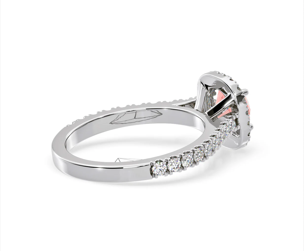 Elizabeth Pink Lab Diamond 1.70ct Halo Ring in 18K White Gold - Elara Collection - Image 62