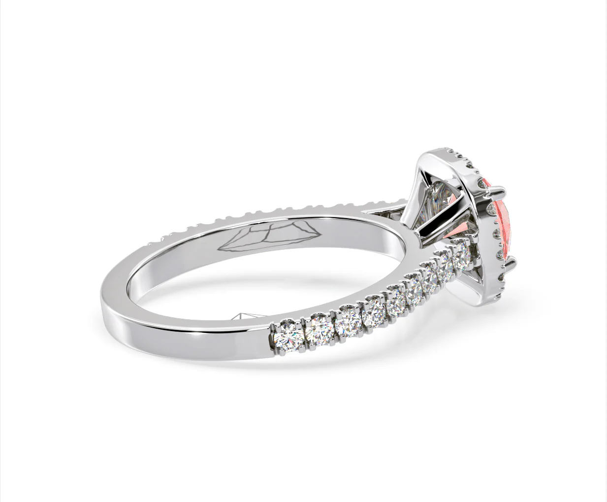 Elizabeth Pink Lab Diamond 1.70ct Halo Ring in 18K White Gold - Elara Collection - Image 64