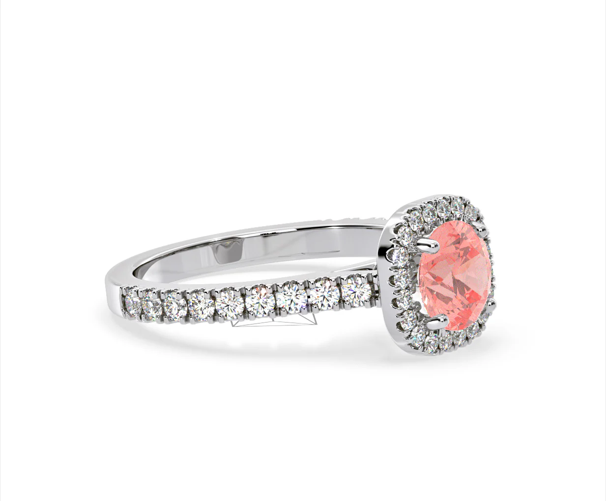 Elizabeth Pink Lab Diamond 1.70ct Halo Ring in 18K White Gold - Elara Collection - Image 78