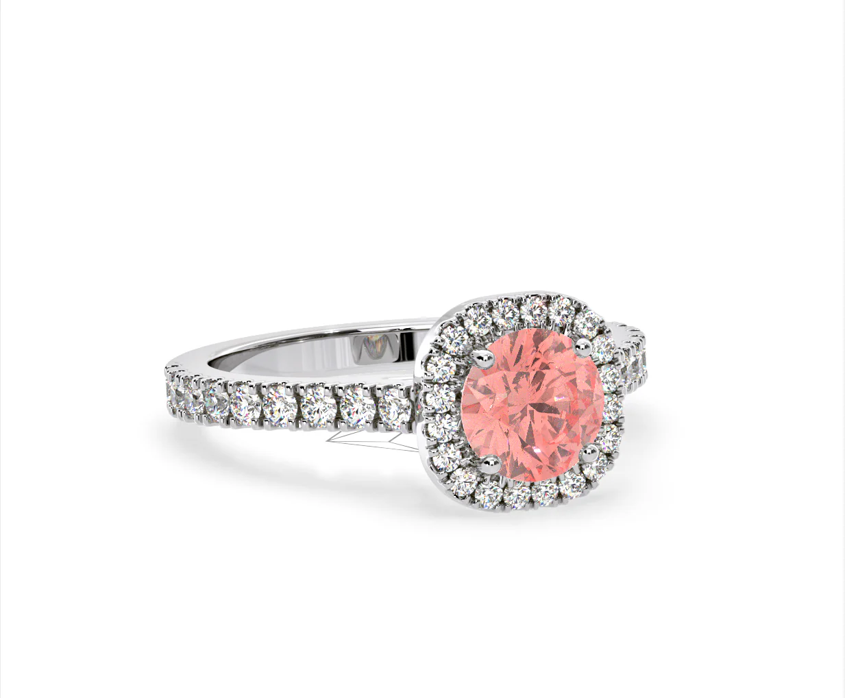 Elizabeth Pink Lab Diamond 1.70ct Halo Ring in 18K White Gold - Elara Collection - Image 84
