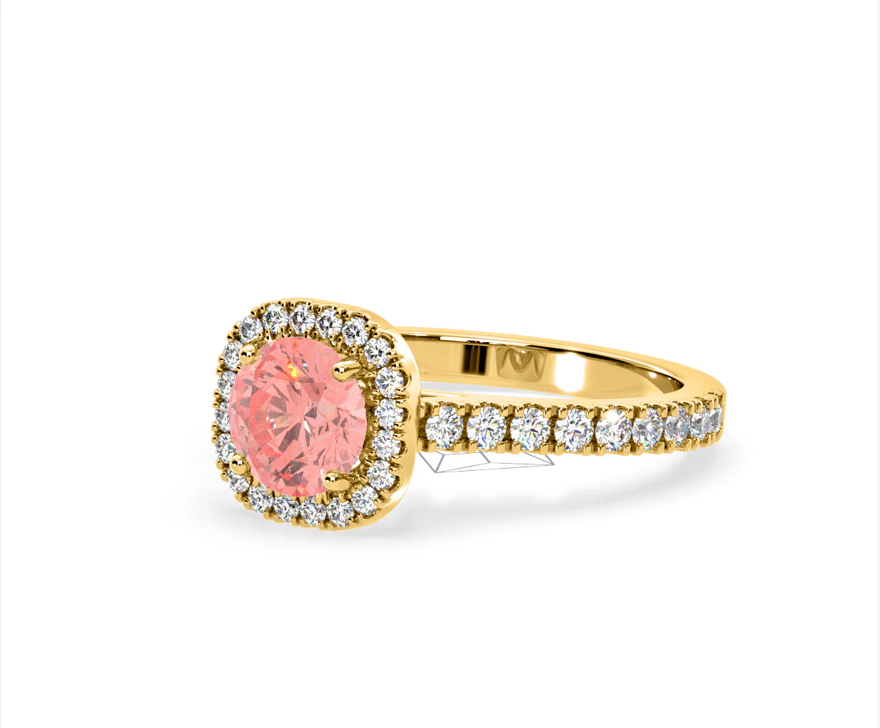 Elizabeth Pink Lab Diamond 1.70ct Halo Ring in 18K Yellow Gold - Elara Collection - Image 14