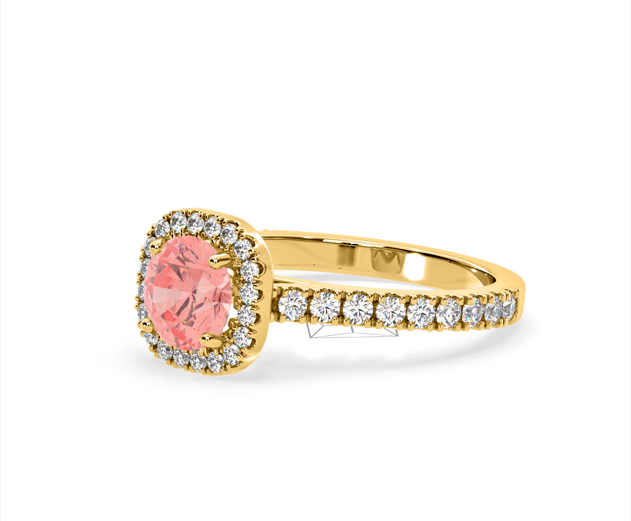 Elizabeth Pink Lab Diamond 1.70ct Halo Ring in 18K Yellow Gold - Elara Collection - Image 16