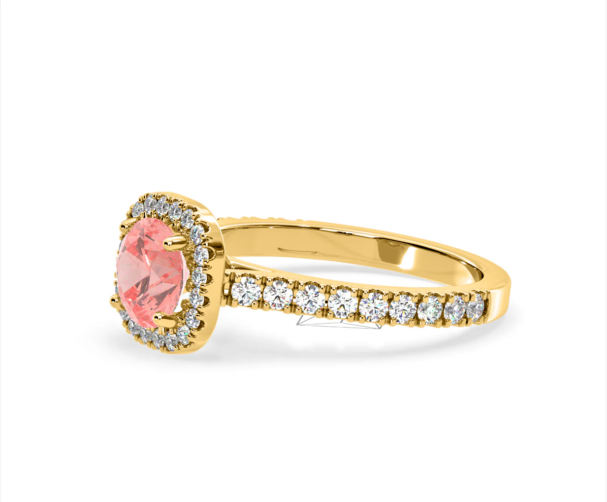 Elizabeth Pink Lab Diamond 1.70ct Halo Ring in 18K Yellow Gold - Elara Collection - Image 19