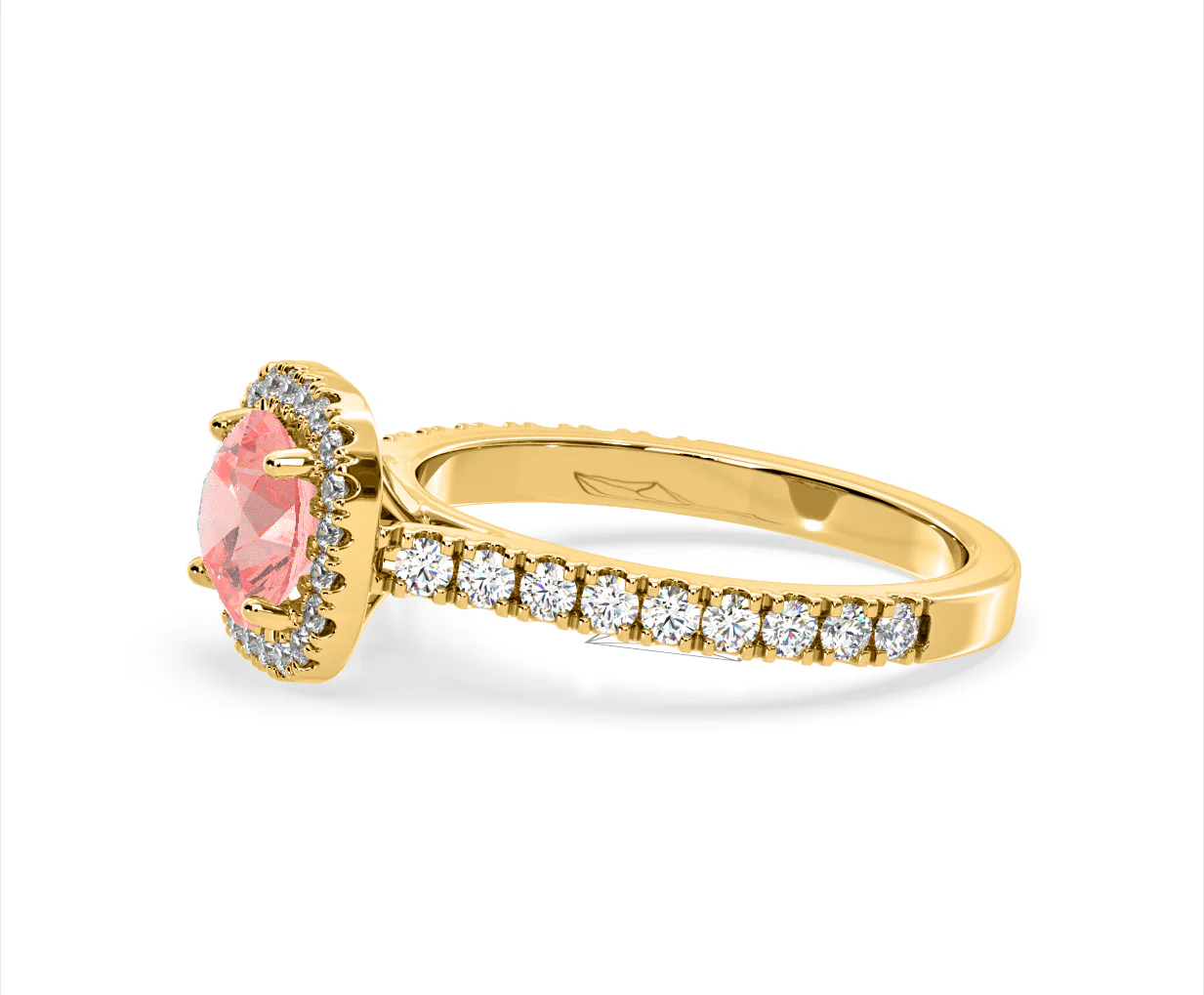Elizabeth Pink Lab Diamond 1.70ct Halo Ring in 18K Yellow Gold - Elara Collection - Image 22
