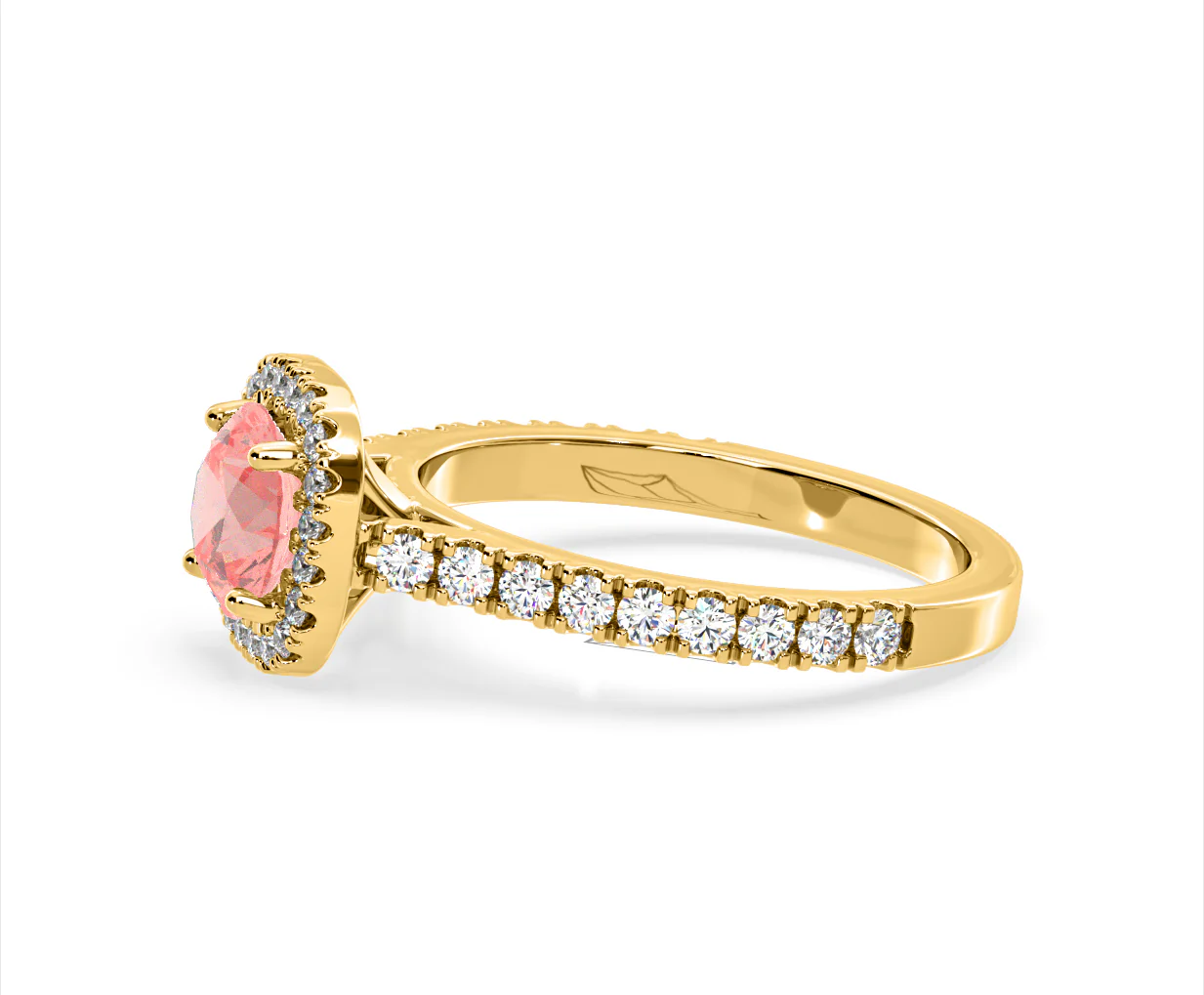 Elizabeth Pink Lab Diamond 1.70ct Halo Ring in 18K Yellow Gold - Elara Collection - Image 23