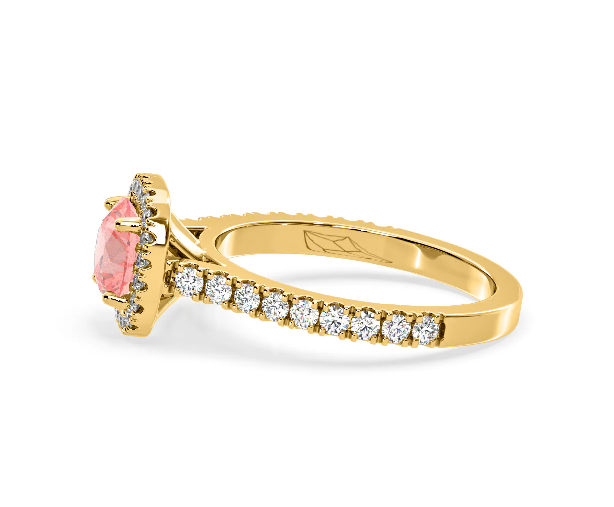Elizabeth Pink Lab Diamond 1.70ct Halo Ring in 18K Yellow Gold - Elara Collection - Image 25