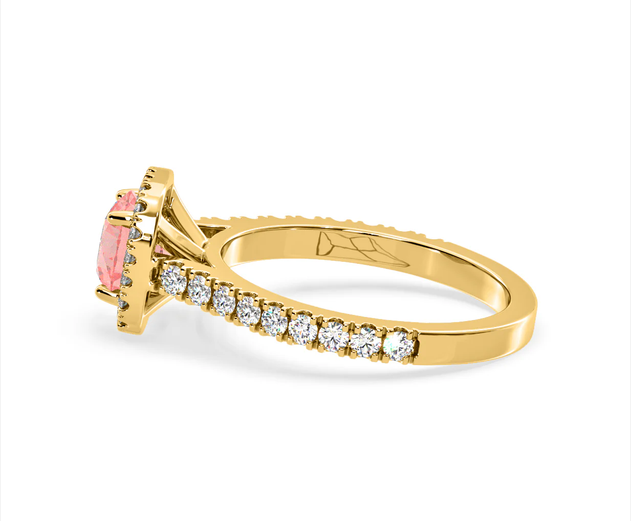 Elizabeth Pink Lab Diamond 1.70ct Halo Ring in 18K Yellow Gold - Elara Collection - Image 28