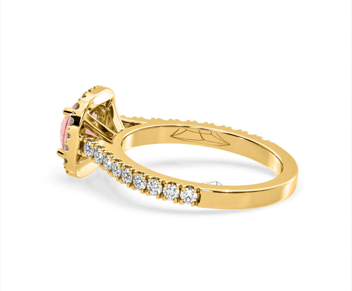 Elizabeth Pink Lab Diamond 1.70ct Halo Ring in 18K Yellow Gold - Elara Collection - Image 32