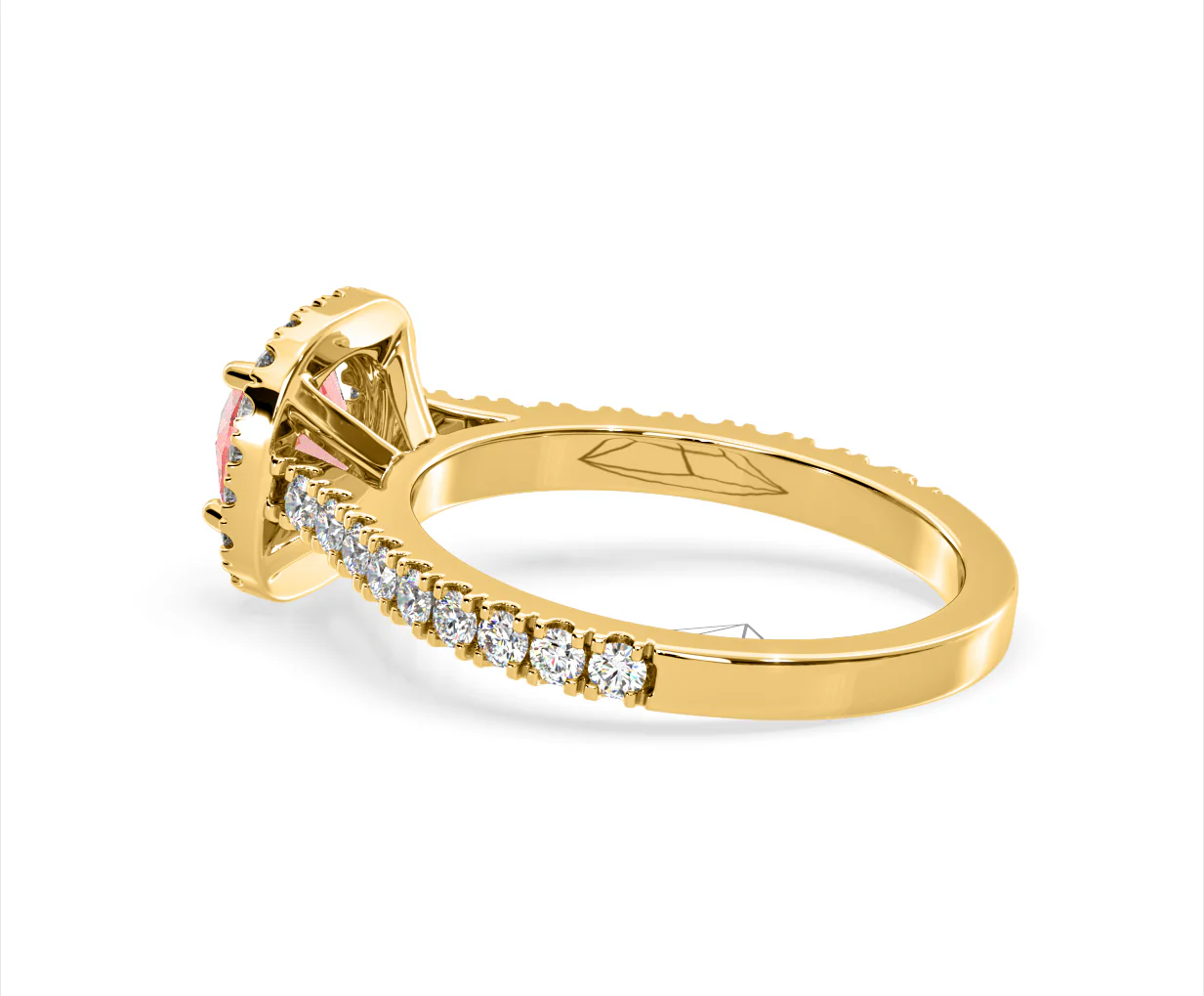 Elizabeth Pink Lab Diamond 1.70ct Halo Ring in 18K Yellow Gold - Elara Collection - Image 33