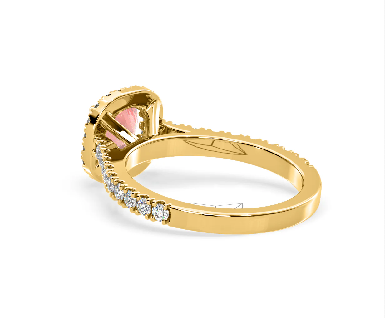 Elizabeth Pink Lab Diamond 1.70ct Halo Ring in 18K Yellow Gold - Elara Collection - Image 37