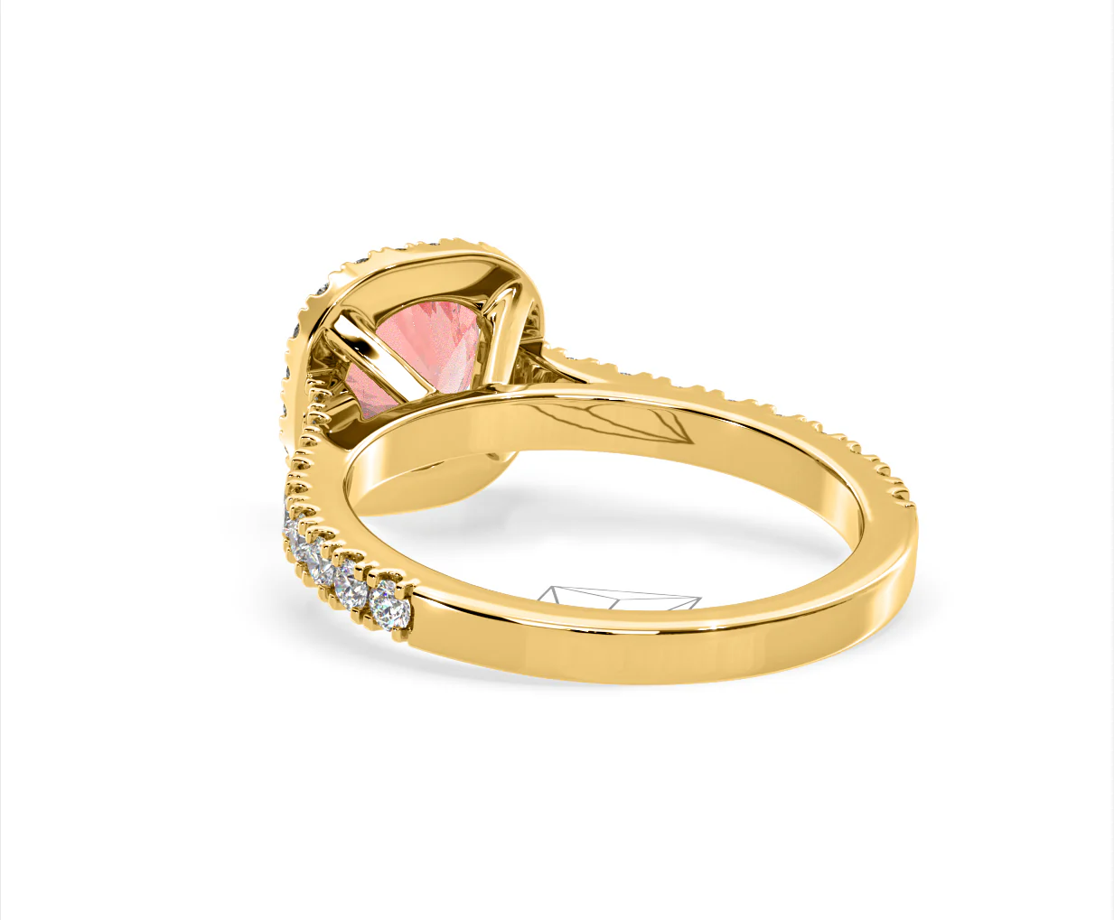Elizabeth Pink Lab Diamond 1.70ct Halo Ring in 18K Yellow Gold - Elara Collection - Image 40