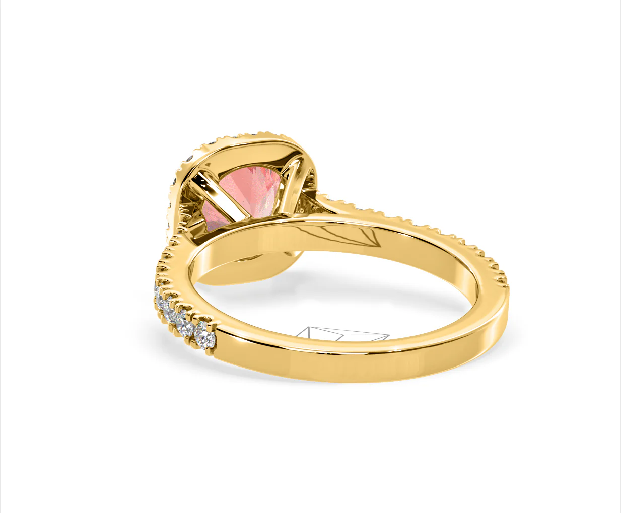 Elizabeth Pink Lab Diamond 1.70ct Halo Ring in 18K Yellow Gold - Elara Collection - Image 41