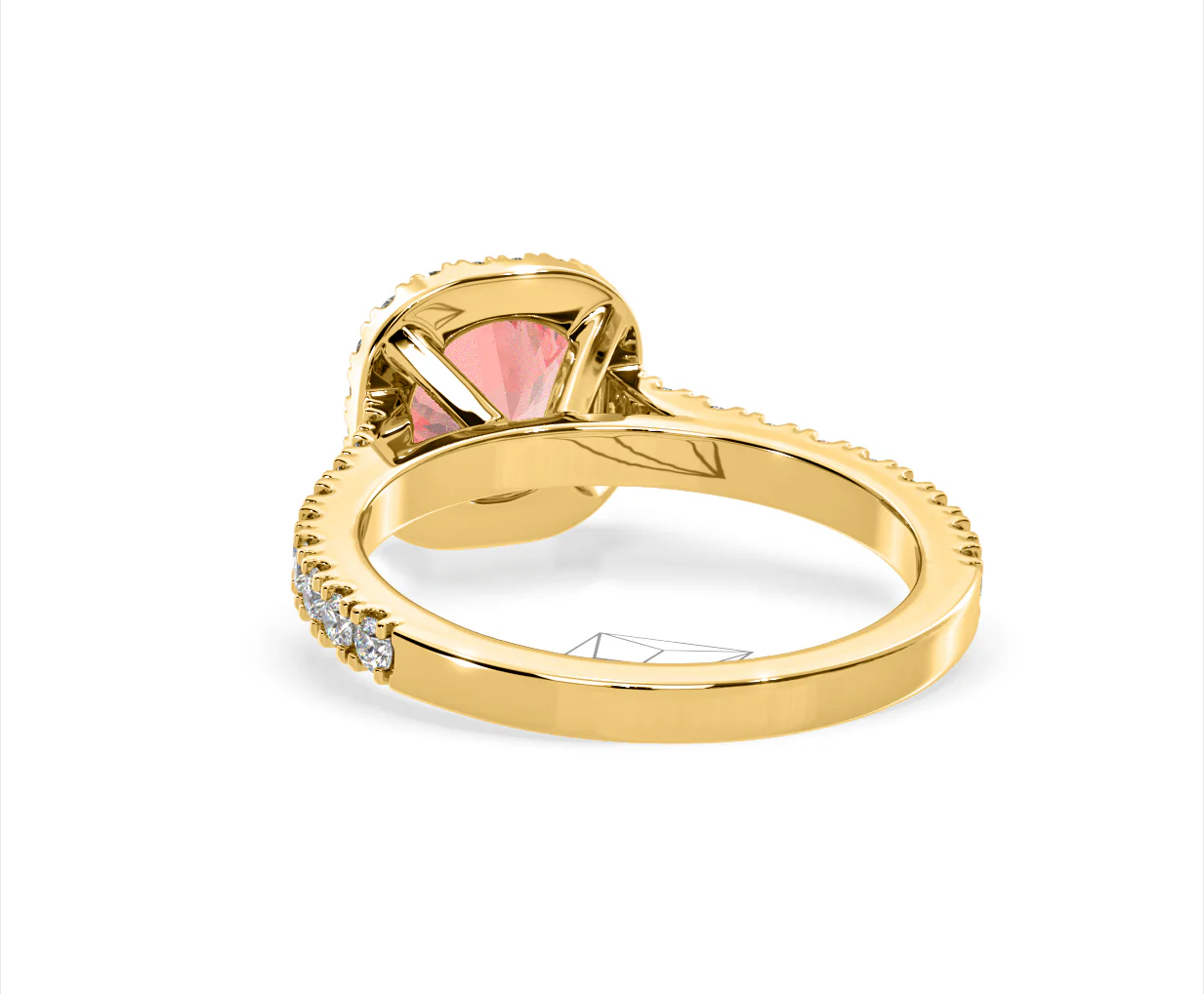 Elizabeth Pink Lab Diamond 1.70ct Halo Ring in 18K Yellow Gold - Elara Collection - Image 42