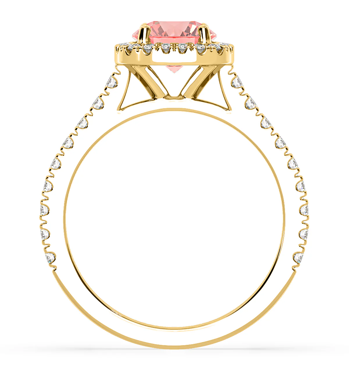 Elizabeth Pink Lab Diamond 1.70ct Halo Ring in 18K Yellow Gold - Elara Collection - Image 5