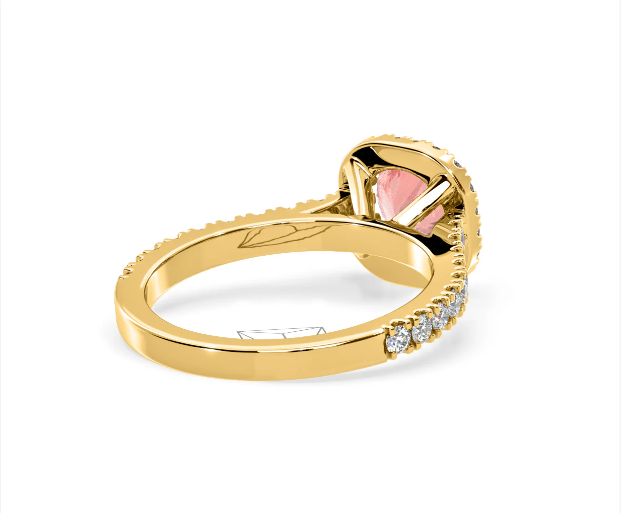 Elizabeth Pink Lab Diamond 1.70ct Halo Ring in 18K Yellow Gold - Elara Collection - Image 54