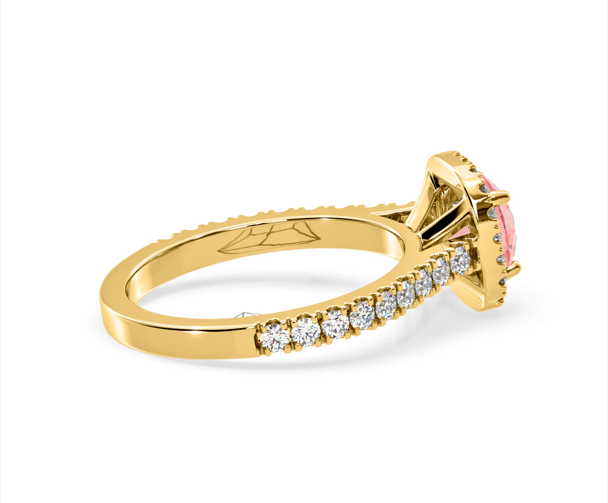 Elizabeth Pink Lab Diamond 1.70ct Halo Ring in 18K Yellow Gold - Elara Collection - Image 62