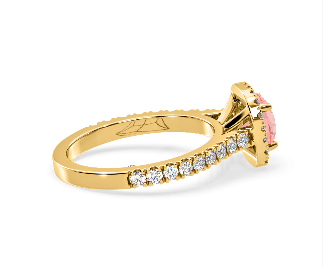 Elizabeth Pink Lab Diamond 1.70ct Halo Ring in 18K Yellow Gold - Elara Collection - Image 63